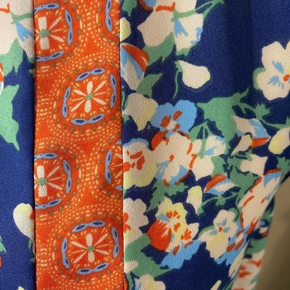 Floral Flowy Romantic Patchwork Sleeveless Day to Night Navy Orange Medium - Picture 4 of 9